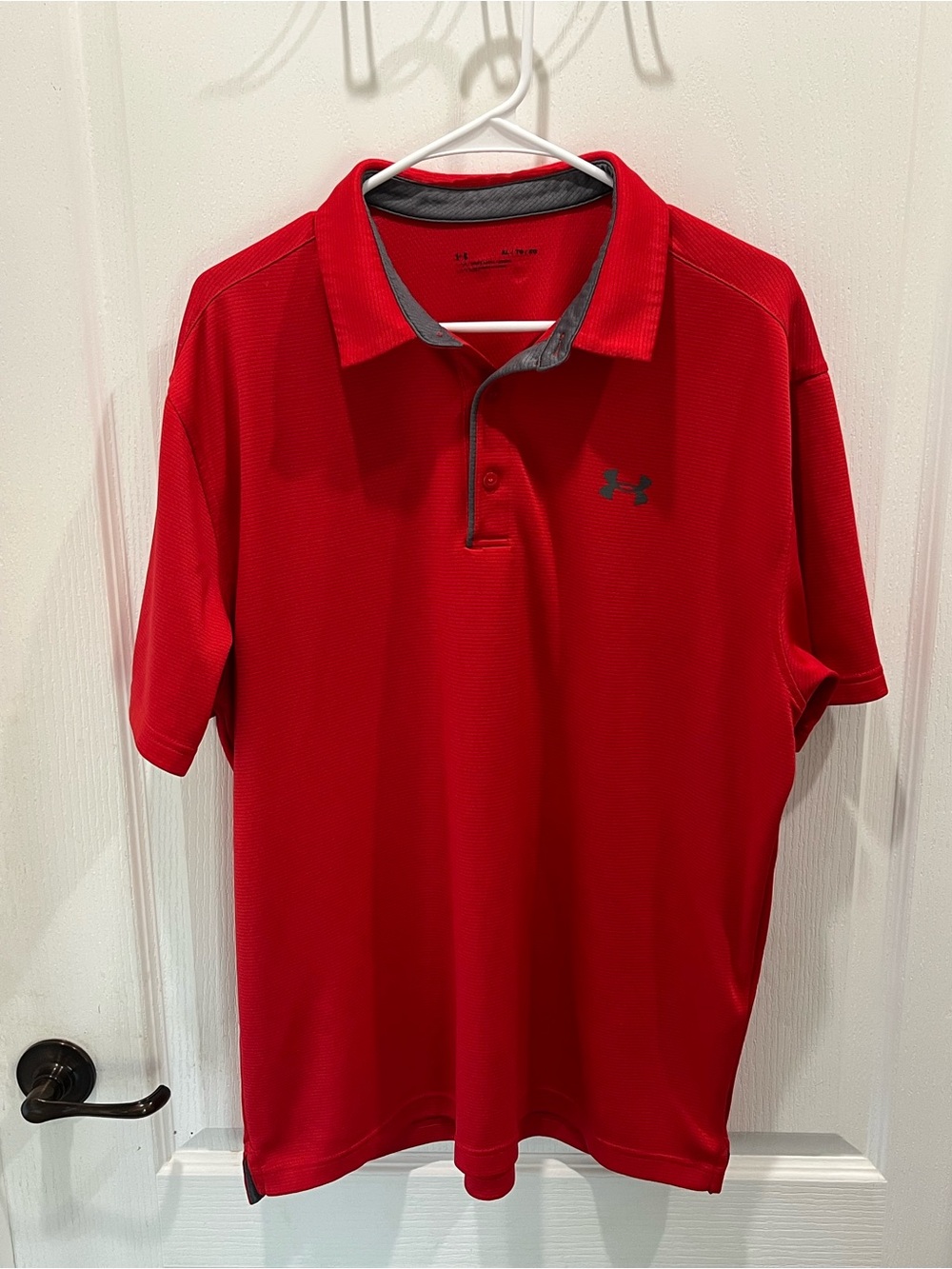 Under Armour Men’s Red Polo with Gray Trim
